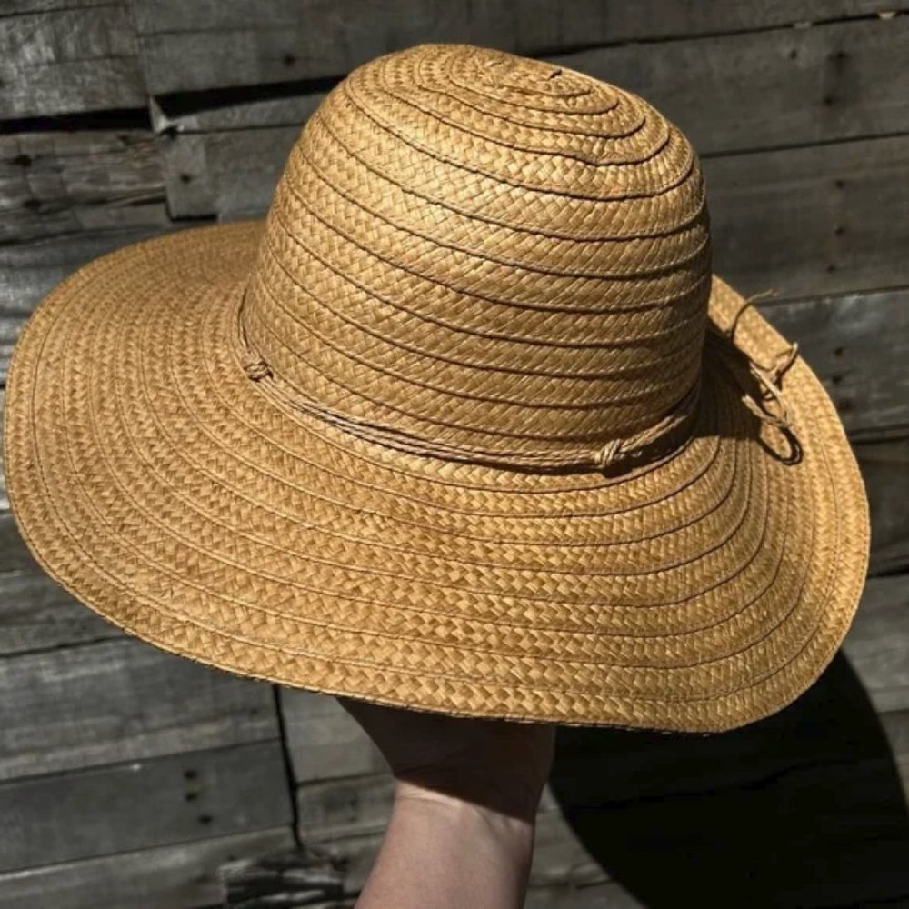 Lands End Tan Outdoors Beach Pool Summer Straw Brimmed Hat